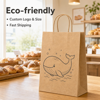 Sac en papier kraft avec logo personnalisé, fond plié renforcé, adapté aux aliments, pour les cafés et les restaurants