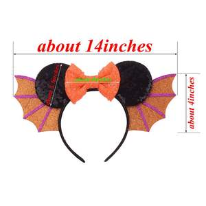 طوق رأس كبير على شكل شخصية كرتونية للاحتفال بعيد الهالوين، اكسسوارات شعر، أجنحة خفاش، أذن فأر، رباط رأس للنساء - Product Image 5