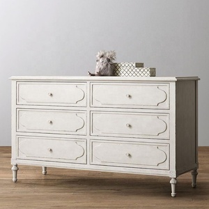 Kak — ensemble de chambre à coucher <span class=keywords><strong>blanche</strong></span> antique, style français, vêtements de <span class=keywords><strong>commode</strong></span> en bois, 6 tiroirs avec miroir - Product Image 5