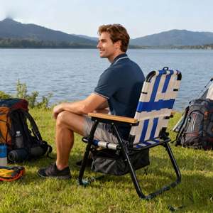 Chaise de jardin portable légère en aluminium - Mobilier d'extérieur pliable et réglable pour le camping, la pêche et la détente - Product Image 6