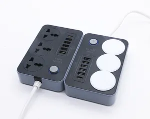 Últimas Uk Plug Universal Switch Power Sockets 5USB + Tipo-c e inteligente Extensão Soquete Usb