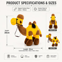 Peluche personnalisée brodée super douce, anti-stress, design personnalisé, chameau de dessin animé, animal du désert, vente directe d'usine