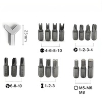 Jeu de tournevis de sécurité magnétiques en acier S2, types Y, M, Tri-Wing, avec embouts spéciaux pour vis fendues, Phillips, hexagonales et Torx