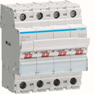 SBN440 ปรับแต่งได้ด้วยสวิตช์แบบไม่อัตโนมัติของ Hagers 4P 40A 400V AC 4 โมดูล DIN - Product Image 1