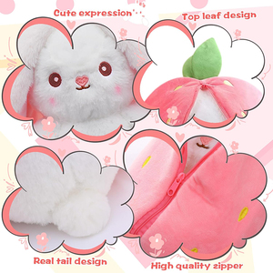 Peluche réversible 8 pouces fraise, carotte et lapin, coussin doux, cadeau pour enfants - Product Image 4