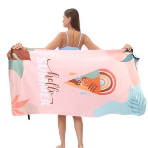 Vente flash d'été Serviettes de plage personnalisées à l'imprimé de crème glacée Sans sable Séchage rapide Hôtel Piscine Microfibre Suédée Serviette de plage - Product Image 5
