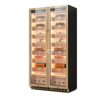 Armoire à cigares anti-ammoniac en cèdre espagnol avec double porte vitrée, cave à vin et cigares à contrôle électronique de la température, classe énergétique A+