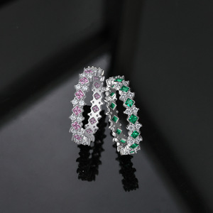 Bague de luxe en <span class=keywords><strong>cuivre</strong></span> plaqué or rose, style classique, motif blé, sertie de zircone <span class=keywords><strong>color</strong></span>ée, pour femme, usage quotidien - Product Image 4