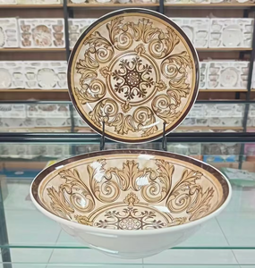 Commercio all'ingrosso Vintage rotondo in <span class=keywords><strong>ceramica</strong></span> stoviglie stampate tazze piattini nuovo <span class=keywords><strong>servizio</strong></span> per uso domestico cucina festa - Product Image 5