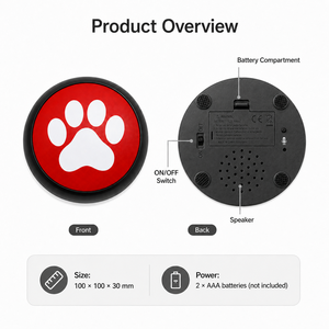 Precio Especial, Stock de Fábrica, Botón de Grabación de Huellas de Patas de Mascotas de Plástico, Funciona con Batería, Comunicación Interactiva para Perros y Gatos - Product Image 3