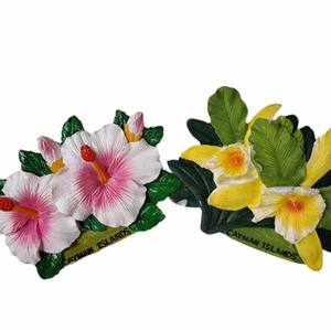 Pegatina para Refrigerador con Diseño de Flor de Hibisco, Recuerdo de Atracciones Turísticas, Pegatina Decorativa Magnética de Resina para Refrigerador - Product Image 4