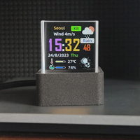 Kubus Kristal Holografik 3D WiFi Dekorasi Meja Stasiun Cuaca Pintar Jam Digital dengan Animasi GIF dan Album Gambar