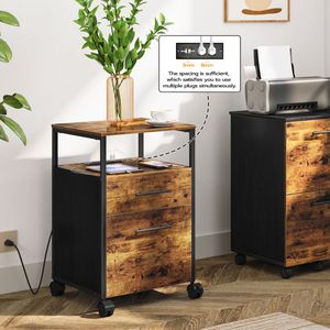 2-ngăn kéo gỗ văn phòng tủ tập tin với ổ cắm điện cổng USB treo thư mục tập tin trong A4 thư kích thước thuận tiện trên bánh xe - Product Image 6