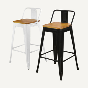 Silla <span class=keywords><strong>de</strong></span> <span class=keywords><strong>Bar</strong></span> <span class=keywords><strong>de</strong></span> Metal con Asiento <span class=keywords><strong>de</strong></span> Madera <span class=keywords><strong>de</strong></span> Diseño Simple, Venta al Por Mayor <span class=keywords><strong>de</strong></span> Fábrica, Clásica en Blanco y Negro, Altura 610MM - Product Image 5
