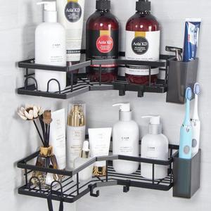 ชั้นวางของในห้องน้ำรูปสามเหลี่ยมเหล็ก ไม่ต้องเจาะผนัง ชั้นวางของติดผนังมุมห้องน้ำแบบเรียบง่าย สำหรับจัดเก็บอุปกรณ์ในห้องน้ำ - Product Image 4