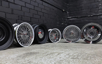 Velg Baja 100 Jari-Jari Berlapis Krom Klasik Lowrider 13 hingga 22 Inci Custom Knock Off Center Caps Modifikasi Pelek Roda