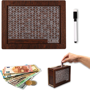 Tirelire en bois pour argent, dollars et euros, finition polie durable, décoration intérieure moderne et minimaliste, pour bureau ou table. - Product Image 2