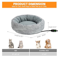 Lit chauffant électrique pour chat Novayapetix, en forme de beignet, en peluche, lavable à la main, lit chauffant pour animaux de compagnie, fond antidérapant, coussin chauffant réglable pour petits animaux