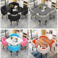 Ensemble Table et Chaises de Salle à Manger Moderne 4 Places, Design Économique en Bois pour Café, Magasin ou Salon, Gain de Place