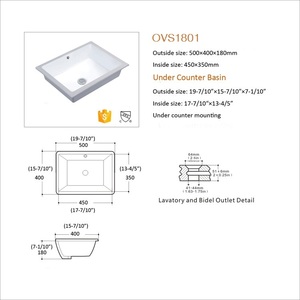 Lavabo <span class=keywords><strong>en</strong></span> céramique rectangulaire à encastrer certifié CUPC pour l'Amérique du Nord, lavabo <span class=keywords><strong>sous</strong></span> comptoir pour <span class=keywords><strong>meuble</strong></span> de salle de bain - Product Image 3