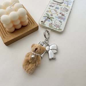 Lindo Llavero de Aleación con Lazo, Perla y Corazón, de Osito de Peluche Suave y Conejo, con Luz, Accesorios Decorativos 3D para Teléfono Móvil y Juguetes de Halloween - Product Image 5