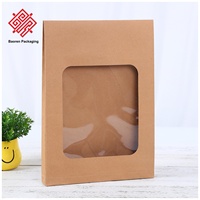 Baoren umwelt freundliche orange große Fenster transparente Kraft papiertüte ver siegel bare Verschluss perforierte Dokument umschlag Film Craft