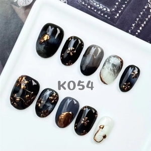 Nouvelle collection automne : <span class=keywords><strong>Faux</strong></span> ongles ronds courts haut de gamme (10 pièces) – Modèle carré à presser, mélange de brun exquis pour nail art avancé - Product Image 1