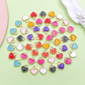 Mix 50 Colorful Heart-Shaped Zinc Alloy Charms For DIY Jewelry Making <b>Bracelets</b> Necklaces Accessories Unisex Fashion Pendants - Product Image 4