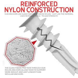 Self Drilling Drywall <strong>Anchors</strong> Dry and Screws <strong>Kit</strong> for Drywall,52 Threaded Plastic Sheetrock <strong>Anchors</strong> + 52#8 X 1-1/4'' Screws - Product Image 2