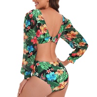 JSN71004 2022 Designer Bikini Badpakken Beroemde Merken Lange Mouwen Badpakken One Piece Hollow Out Badmode & Beachwear