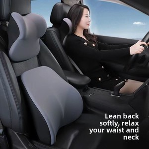 Almohada para reposacabezas de coche, cojín para respaldo de automóvil, almohadilla de soporte lumbar de espuma viscoelástica de alta gama para asiento de coche, estilo empresarial, juego de 2 - Product Image 5