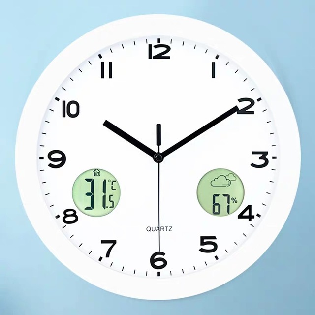 LCD Nordic Modern Electronic Reloj De Pared Temperature Humidity Metal Clock Minimalist Wall Clock Digital Analog-digital Clocks