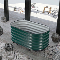 Jardinière surélevée en acier durable au design minimaliste, auto-arrosante, avec roues, revêtement poudré, kit de pot de fleurs ovale pour la maison, 105x60x28cm