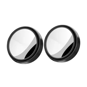 2 Pcs Car Round Frame Convex Blind Spot Mirror Wide-angle 360 Degree Adjustable Clear Rear View Auxiliary Mirror Driving Safety