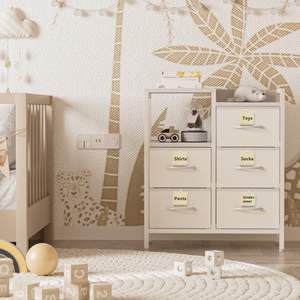 Commodes blanches à <span class=keywords><strong>5</strong></span> <span class=keywords><strong>tiroirs</strong></span> pour chambre à coucher grande étagère à 2 niveaux <span class=keywords><strong>petite</strong></span> <span class=keywords><strong>commode</strong></span> en tissu pour placard <span class=keywords><strong>commode</strong></span> moderne robuste - Product Image 4