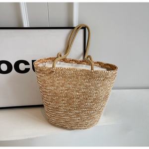 High-End Handmade Women's Spring 2026 Large Capacity Tote Bag French Lazy Style Shoulder <b>Handbag</b> Raffia Beach Bag - Product Image 6