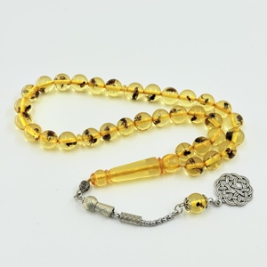 イスラム教徒用数珠 10mm、33個、樹脂製昆虫ビーズ、イスラムブレスレット、ミスバハ、スイミングプール、アラカール、ティビハ、ロザリオ用の祈りの数珠 - Product Image 1