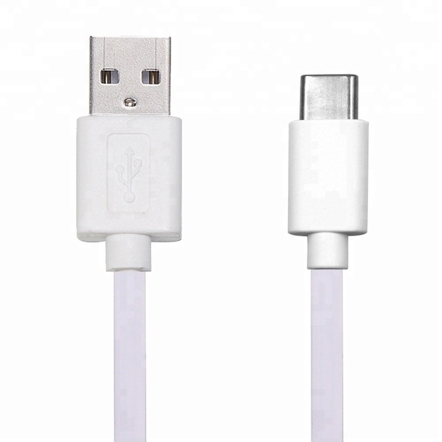 Custom 24Awg Type C Fast Charging Flat White Color Charger Data Transfer Usb3.0 Mobile Phone Usb Cable