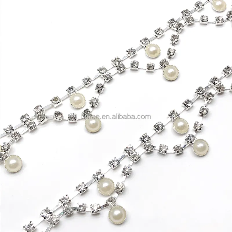 F101 perle pendentif gland strass ruban chaîne fermée en forme de vague cristal garniture rouleau pour bricolage chaussures vêtements