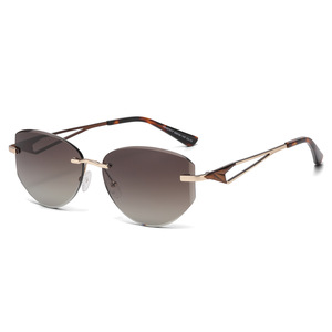 Rimless Cat Eye Sunglasses Gradient Lenses Light Weight Unisex Adult Sun Protection - Product Image 5