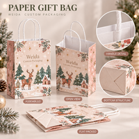 Sacs en papier cadeau personnalisés avec poignée torsadée, motifs botaniques de Noël, imprimés sur mesure, plusieurs tailles disponibles