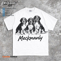 T-shirt pour homme Meckmanly, imprimé floqué rose, col rond, manches courtes, style streetwear, 100% coton jersey respirant
