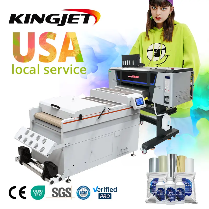 Kingjet 2 head 60cm i3200 a3 dtf pencetak kaus mesin cetak impresora pencetak dtf 24 inci imprimano pencetak dtf a3