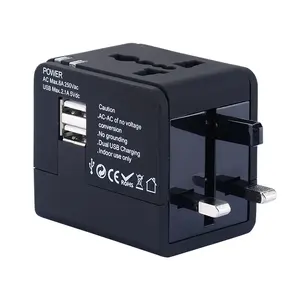 World Travel Adapter 2 Usb-Poort Snel Opladen Ondersteuning Oem Logo Binnen Au Eu Us Uk Reizen Plug Adapter Leveranciers In China