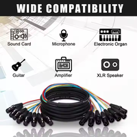 Câble Répartiteur Audio XLR 8 Canaux Haute Qualité Femelle-Mâle avec Gaine en PVC pour Ordinateur/Moniteur HDTV 1080p