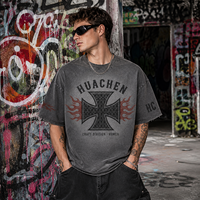 T-shirt personnalisé 280 GSM épais pour homme 100 % coton délavé à l'acide, imprimé DTG, coupe oversize, style vintage, OEM ODM, marque privée