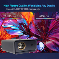 Projecteur de haute qualité Full HD 4K, ANSI Lumens élevés, lumière nocturne pour chambre à coucher, lumière LED intelligente, 1080p, Android Beamer, stéréo HIFI, portable