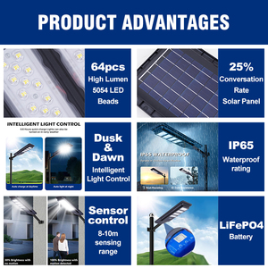 Hot bán kinh tế ABS tích hợp không thấm nước tất cả-trong-một 100 200 Watt SMD <span class=keywords><strong>LED</strong></span> năng lượng mặt trời ánh sáng đường phố - Product Image 2