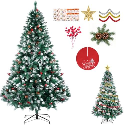Ensemble de décoration d'arbre vert de luxe de 6 pieds