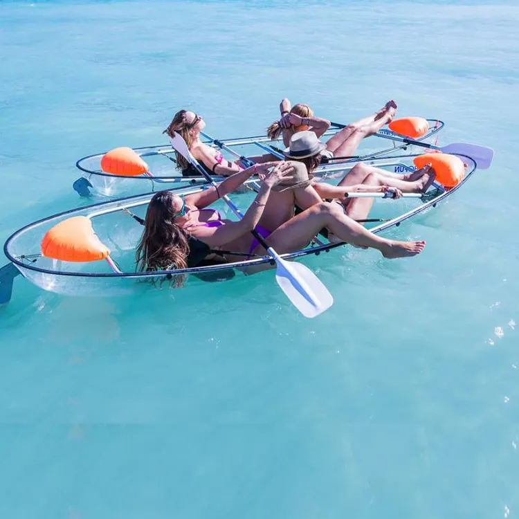 Barcos a venda quente de pequenos de policarbonato, barcos a remo com cristal transparente para pessoas única, canoa/caiaque para venda